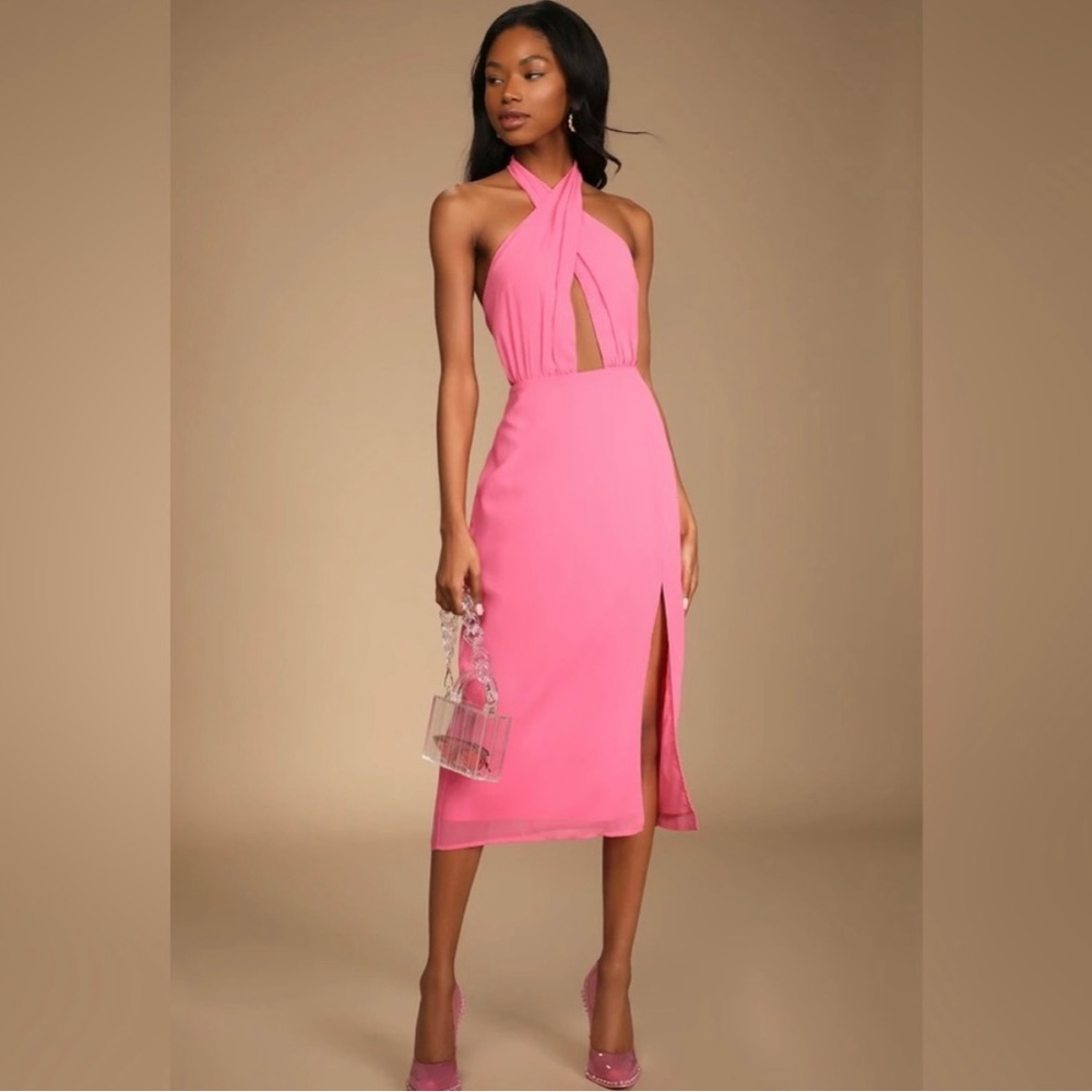 Lulu’s NWT Pink Halter Dress - Picture 3 of 10